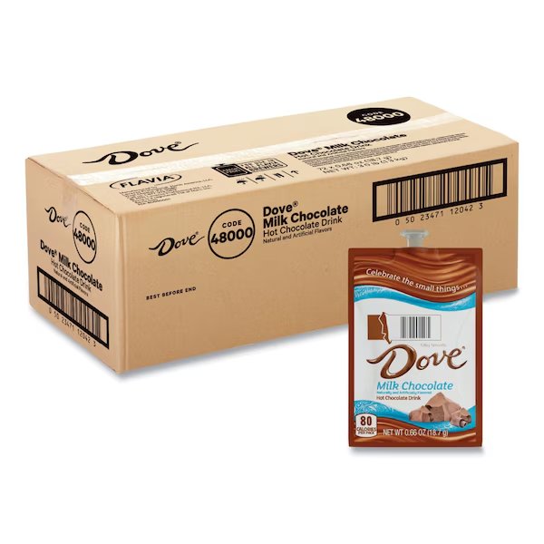 Dove Hot Chocolate Freshpack, Milk Chocolate, 0.66 oz Pouch, 72PK, Flavia, Mfr#: 48000